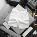 Quần short nam vải thun thêu logo chữ, size 50-80kg