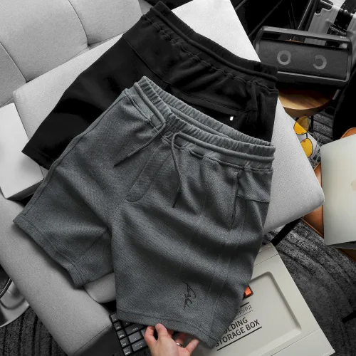 Shop sỉ quần Short Thun Nam Viền Sọc Thêu Logo Chữ