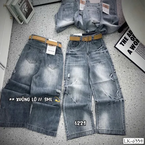 Chỗ sỉ quần Suông Nữ - Quần Jeans Suông Rách Nữ Chất Liệu Vải Dày Mềm Không Co Giãn - Nhiều Mẫu Đẹp