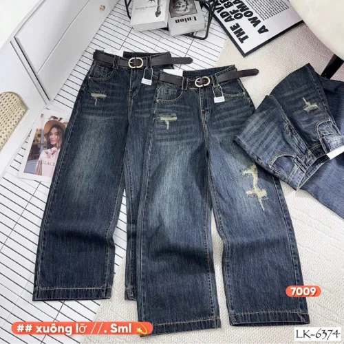 Chỗ sỉ quần Suông Nữ - Quần Jeans Suông Rách Nữ Chất Liệu Vải Dày Mềm Không Co Giãn - Nhiều Mẫu Đẹp