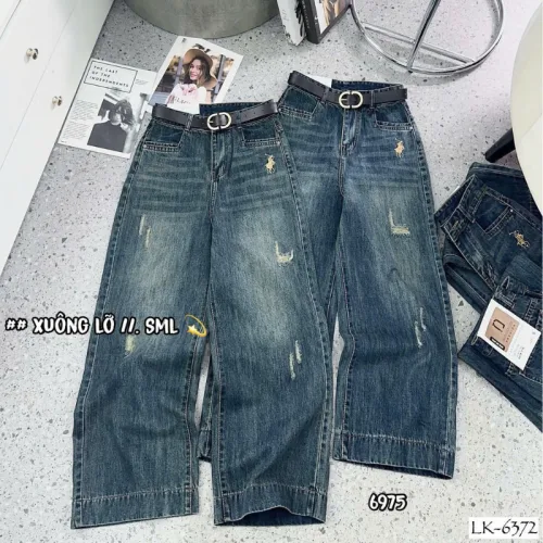 Chỗ sỉ quần Suông Nữ - Quần Jeans Suông Rách Nữ Chất Liệu Vải Dày Mềm Không Co Giãn - Nhiều Mẫu Đẹp