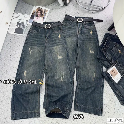 Chỗ sỉ quần Suông Nữ - Quần Jeans Suông Rách Nữ Chất Liệu Vải Dày Mềm Không Co Giãn - Nhiều Mẫu Đẹp