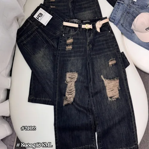 Chỗ sỉ quần Suông Nữ - Quần Jeans Suông Rách Nữ Chất Liệu Vải Dày Mềm Không Co Giãn - Nhiều Mẫu Đẹp