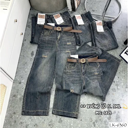 Chỗ sỉ quần Suông Nữ - Quần Jeans Suông Rách Nữ Chất Liệu Vải Dày Mềm Không Co Giãn - Nhiều Mẫu Đẹp