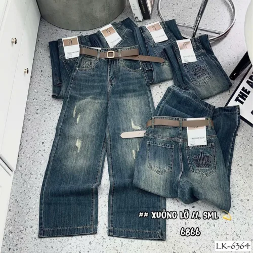Chỗ sỉ quần Suông Nữ - Quần Jeans Suông Rách Nữ Chất Liệu Vải Dày Mềm Không Co Giãn - Nhiều Mẫu Đẹp