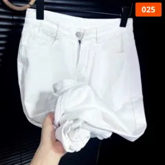Nơi lấy sỉ quần Suông Nữ - Quần Jeans Suông Nữ Thêu Nơ Chất Liệu Vải Dày Mềm Không Co Giãn