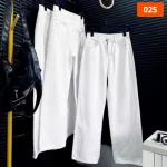 Nơi lấy sỉ quần Suông Nữ - Quần Jeans Suông Nữ Thêu Nơ Chất Liệu Vải Dày Mềm Không Co Giãn