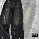 Chuyên sỉ quần Thụng Jeans Nữ Thêu Ngôi Sao Vải Dày Mềm Không Co Giãn