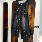 Chuyên sỉ quần Thụng Jeans Nữ Thêu Ngôi Sao Vải Dày Mềm Không Co Giãn