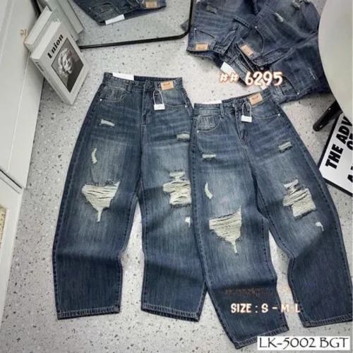 Shop sỉ quần Thụng Jeans Nữ Vải Dày Mềm Không Co Giãn Nhiều Mẫu