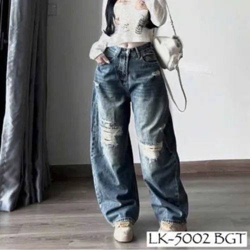 Shop sỉ quần Thụng Jeans Nữ Vải Dày Mềm Không Co Giãn Nhiều Mẫu