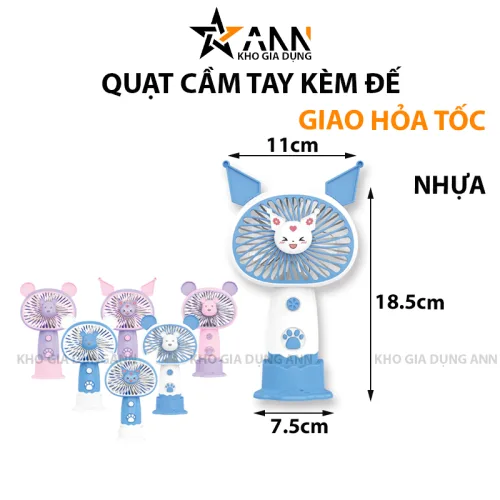 Quạt Mini Tai Thỏ Cầm Tay Có Đế