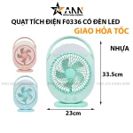 Quạt bàn tích điện F0336 tích hợp đèn LED