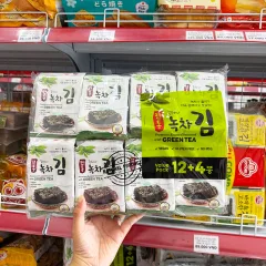 Rong biển KFish Hàn Quốc ăn liền vị trà xanh, quy cách 16 gói