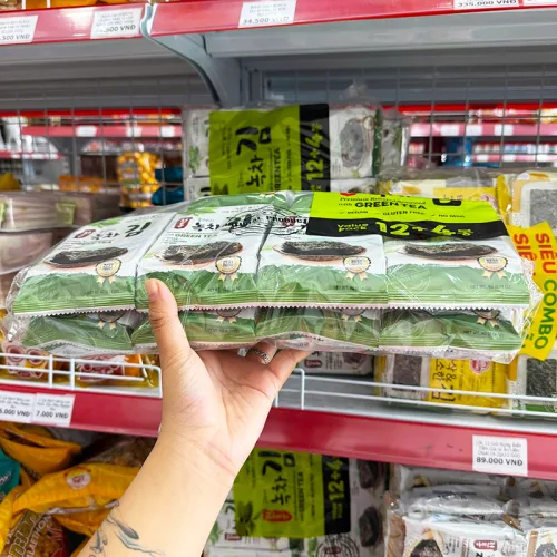 Rong biển KFish Hàn Quốc ăn liền vị trà xanh, quy cách 16 gói