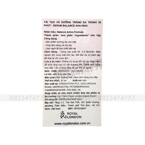 Tinh chất AHA + BHA Balance Active Formula 30ml - Tái tạo, dưỡng trắng da