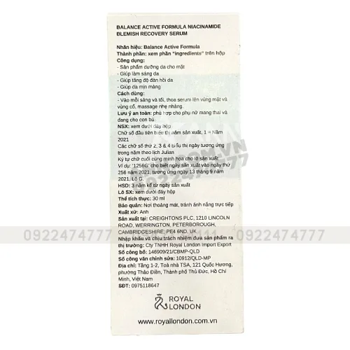 Balance Active Formula Serum Niacinamide 15% Dưỡng Da 30ml