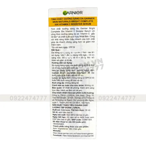 Serum Garnier Skin Naturals Bright Complete 30x Vitamin C, 30ml