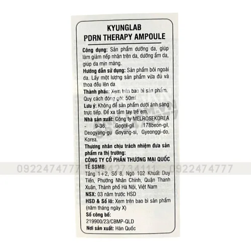 Serum tế bào gốc Hàn Quốc Kyung Lab PDRN Therapy Ampoule 50ml