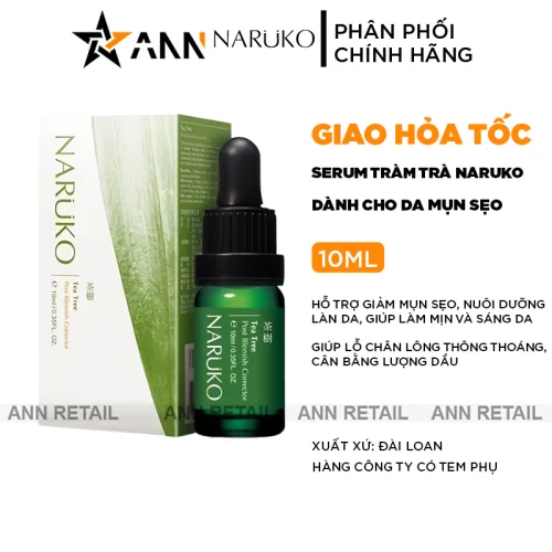 Serum Naruko tràm trà 10ml hỗ trợ giảm thâm, sẹo rỗ sau mụn