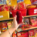 Bộ 10 lồng đèn giấy nhung trang trí Tết