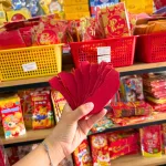 Bộ 10 lồng đèn giấy nhung trang trí Tết