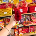 Bộ 10 lồng đèn giấy nhung trang trí Tết