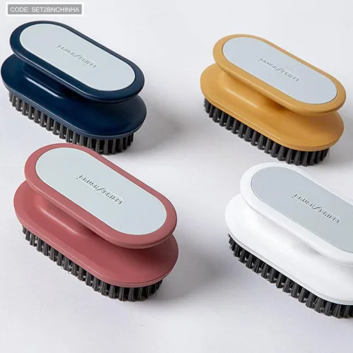 Bộ 2 bàn chải nhựa chà đồ, chà sàn có tay cầm 12 cm