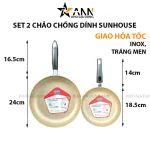 Chỗ sỉ set 2 Chảo Chống Dính Sunhouse Dùng Cho Bếp Ga