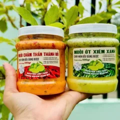 Bộ đôi muối chấm Thần Thánh Đỏ và Ớt Xiêm Xanh 500g