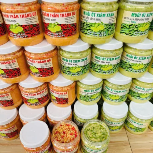 Bộ đôi muối chấm Thần Thánh Đỏ và Ớt Xiêm Xanh 500g