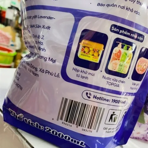 Chỗ sỉ set 2 túi nước giặt topgia hương Lavender 2000ml( 2 túi tổng 4000ml)
