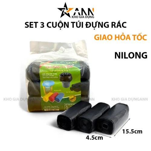 Bộ 3 cuộn túi rác TAHUFA kích thước 15x4.5x13cm
