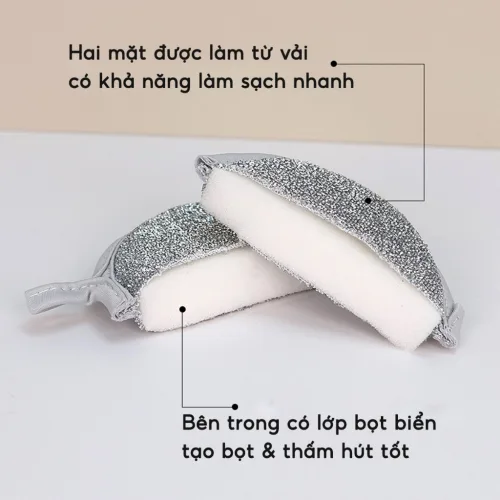 Shop sỉ set 3 Miếng Cọ Rửa Chén Bát Đĩa Đũa Cọ Xoong Nồi Tạo Bọt Đa Năng 12.5x2.5cm