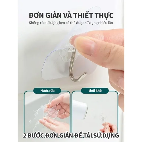 Bộ 3 Móc Dán Tường Chịu Lực Kích Thước 5.5 x 5.5 cm