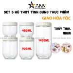 Bộ 5 lọ thủy tinh đựng đồ khô, dung tích 450, 900 và 1400 ml