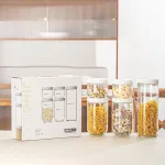 Bộ 5 lọ thủy tinh đựng đồ khô, dung tích 450, 900 và 1400 ml