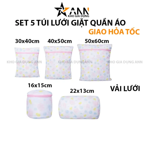 Bộ 5 túi lưới giặt quần áo dùng cho máy giặt