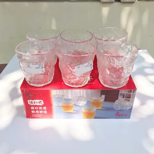 Chuyên sỉ set 6 Ly Thủy Tinh Lượn Sóng Nhỏ Cao Cấp 9x9.5cm