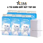 Nguồn hàng sỉ set 6 Túi Khăn Giấy Rút Treo Tường Màu Xanh Có 4 Lớp Top Gia