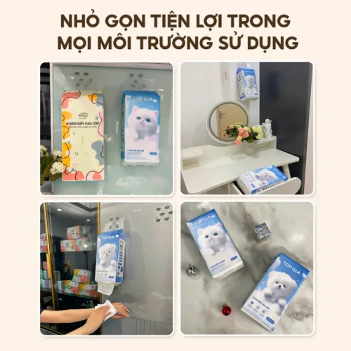 Nguồn hàng sỉ set 6 Túi Khăn Giấy Rút Treo Tường Màu Xanh Có 4 Lớp Top Gia