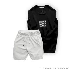 Chuyên sỉ set Bộ Nam Áo Ba Lỗ In Chữ Make Quần Short Thun Thêu Chữ Boston