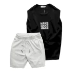 Chuyên sỉ set Bộ Nam Áo Ba Lỗ In Chữ Make Quần Short Thun Thêu Chữ Boston