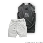 Chuyên sỉ set Bộ Nam Áo Ba Lỗ In Chữ Make Quần Short Thun Thêu Chữ Boston