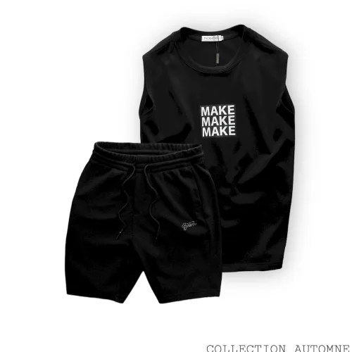 Chuyên sỉ set Bộ Nam Áo Ba Lỗ In Chữ Make Quần Short Thun Thêu Chữ Boston