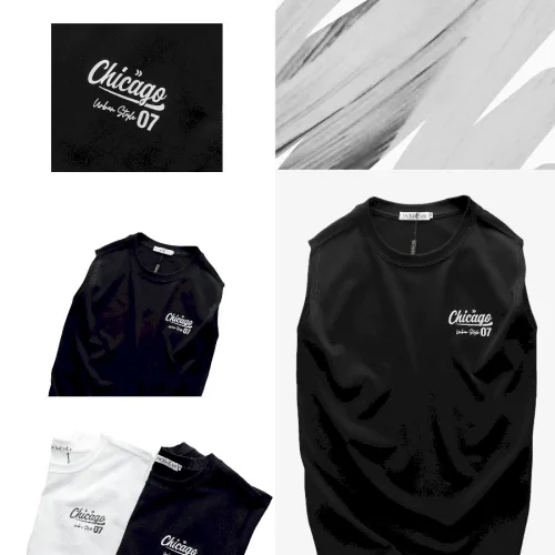 Chỗ sỉ set Bộ Nam Áo Ba Lỗ Phối Quần Short Thun In Logo Chữ Chicago