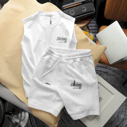 Chỗ sỉ set Bộ Nam Áo Ba Lỗ Phối Quần Short Thun In Logo Chữ Chicago