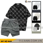 Bộ đồ thể thao nam Pack Horse gồm áo cổ tròn in chữ AA và quần short thun
