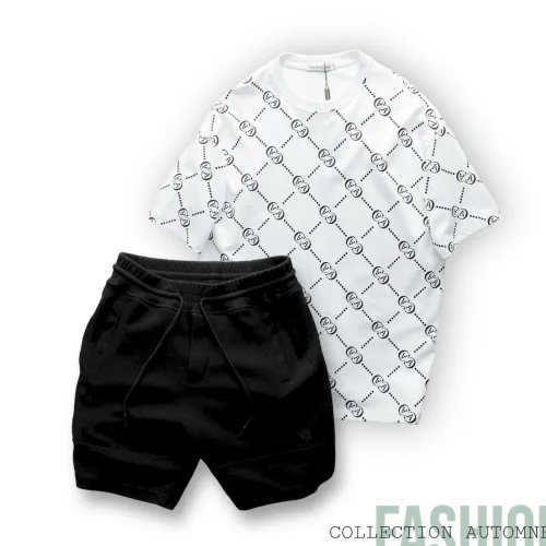 Bộ đồ thể thao nam Pack Horse gồm áo cổ tròn in chữ AA và quần short thun
