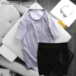 Bộ đồ nam gồm áo cổ tròn và quần short thun, có bán rời